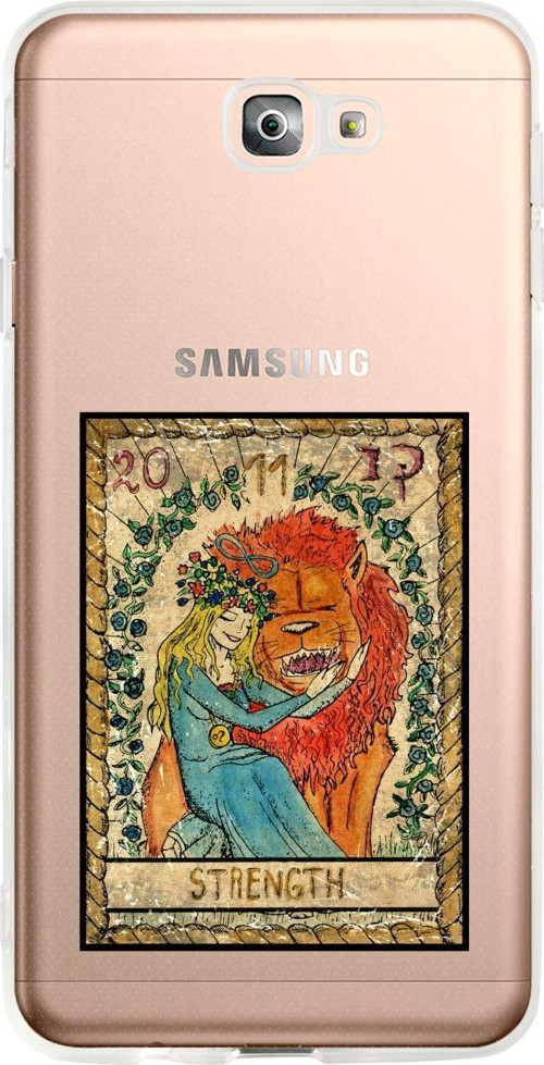 Uyumlu Samsung J7 Prime Strenght Desenli Premium Şeffaf Silikon Kılıf