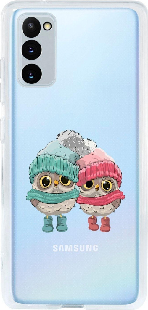 Uyumlu Samsung S20 Fe Bereli Baykuş Desenli Premium Şeffaf Silikon Kılıf