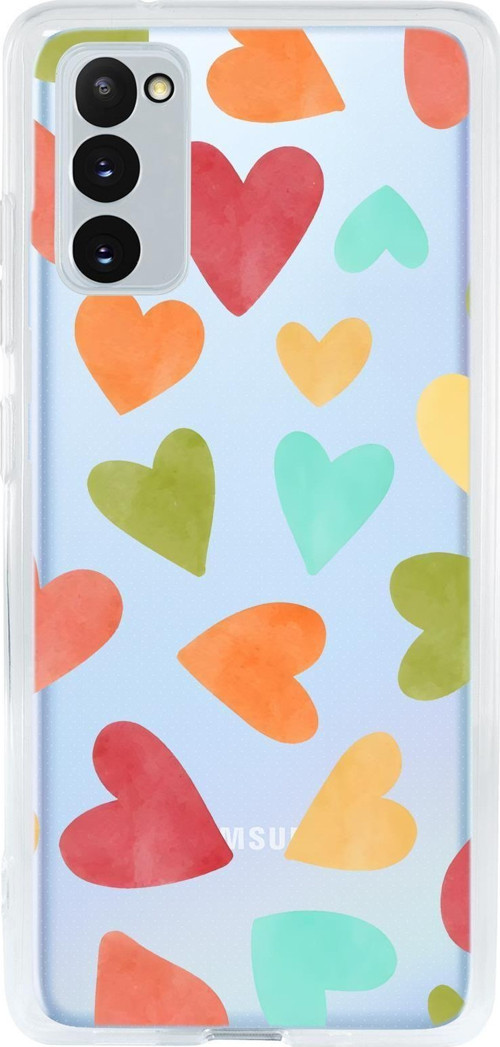 Samsung S20 Fe Uyumlu Renkli Kalpler Desenli Premium Şeffaf Silikon Kılıf