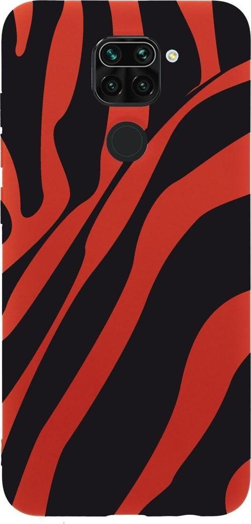 Xiaomi Redmi Note 9 Zebra Desenli Premium Silikonlu Kırmızı Telefon Kılıfı