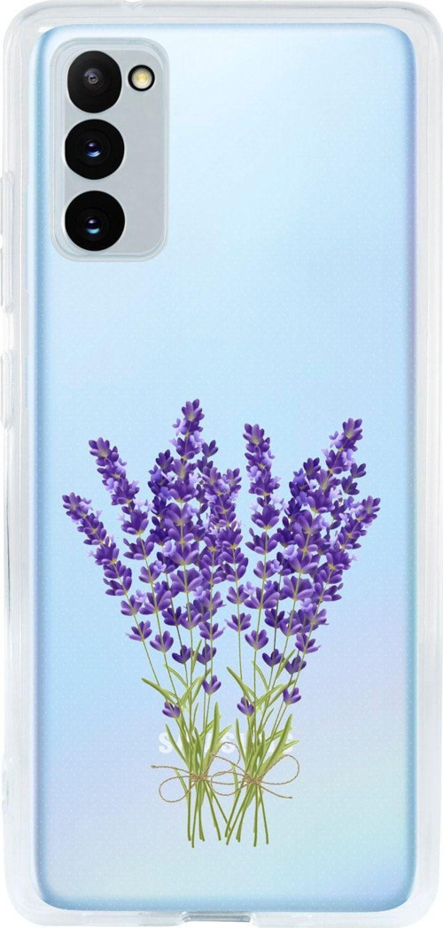 Uyumlu Samsung S20 Fe Mor Çiçek Desenli Premium Şeffaf Silikon Kılıf