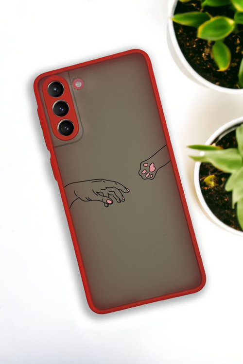 Samsung S21 Plus Uyumlu Hand And Paw Desenli Buzlu Şeffaf Lüx Telefon Kılıfı