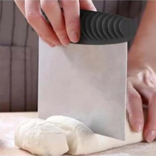 Paslanmaz Çelik Hamur Kesici Doğrayıcı Dilimleyici Spatula Kazıyıcı Desen Saplı