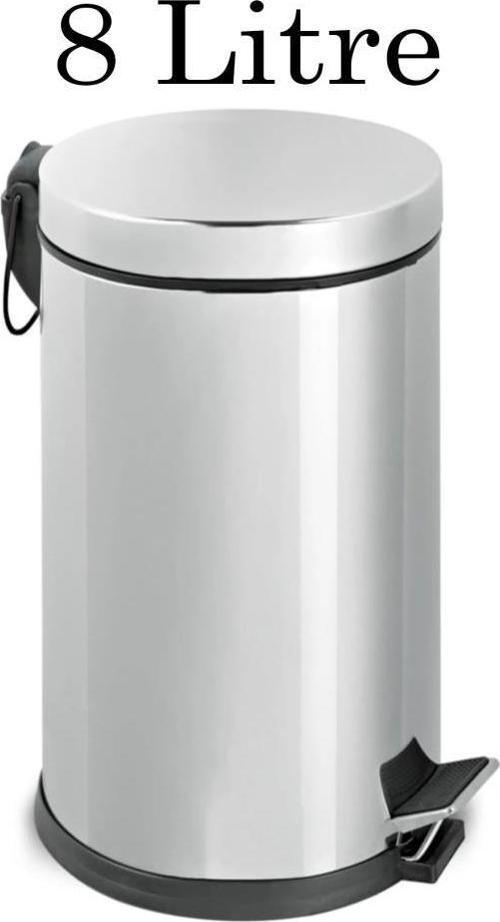 Paslanmaz Çelik 8 Litre Pedallı İç Kovalı Çöp Kovası