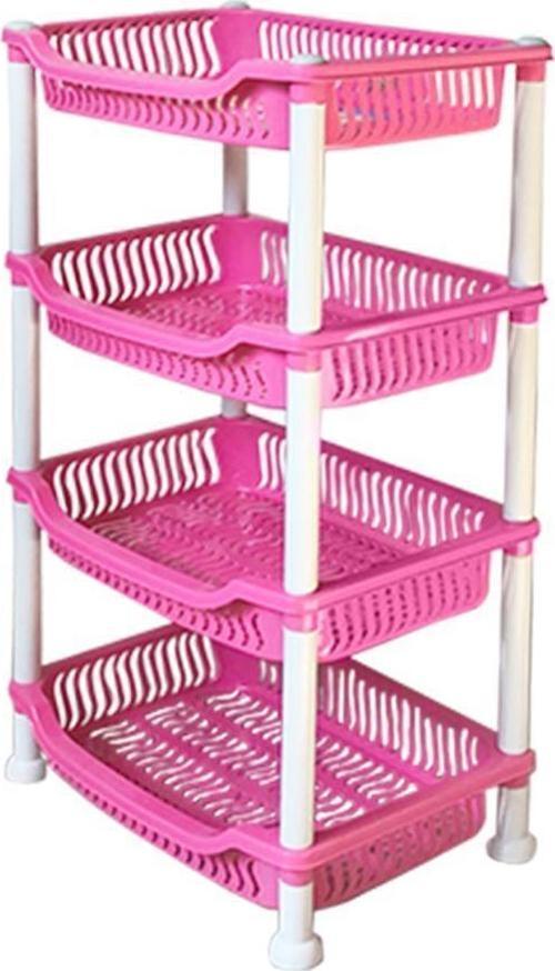 Plastik 4 Katlı Sebzelik Patates Soğan Meyve Sepeti Pembe gk