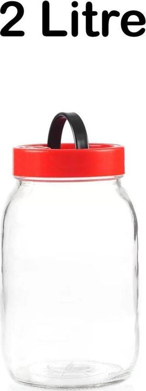 2 Litre Kapaklı Cam Turşu Bakliyat Saklama Kabı Kavanozu