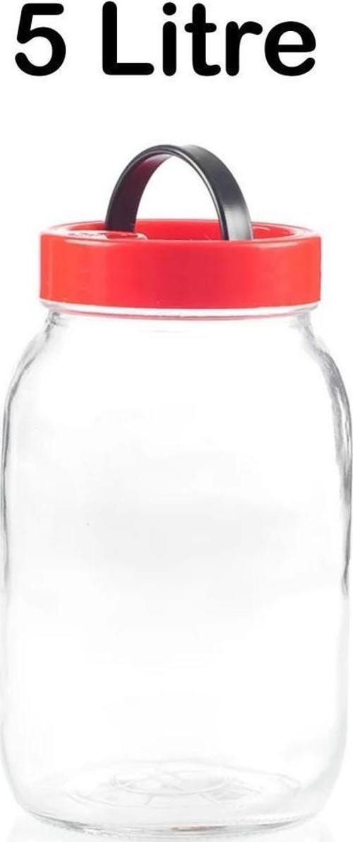 5 Litre Kapaklı Cam Turşu Bakliyat Saklama Kabı Kavanozu