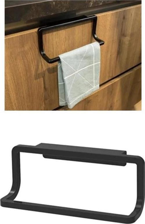 Plastik 22cm Siyah Banyo Dolap Havlu Askısı Havluluk