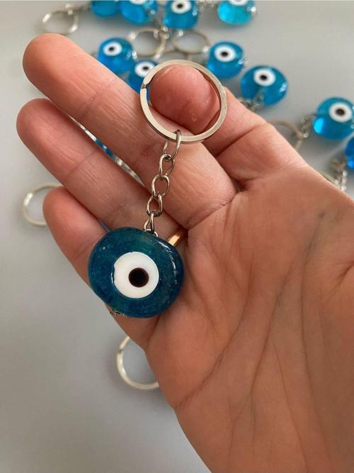 El Yapımı Cam Nazar Boncuğu Anahtarlık