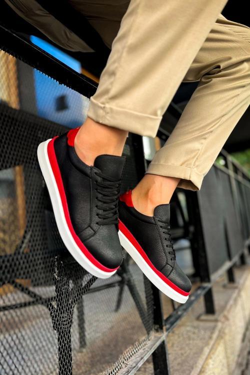 MD979 Santoni GBT Spor Erkek Ayakkabı SIYAH/KIRMIZI