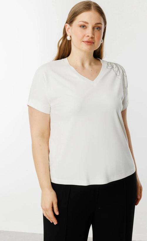 On Fashion Omzu Taş İşlemeli Kadın T-shirt 25Y.ON.BLZ.51421.01