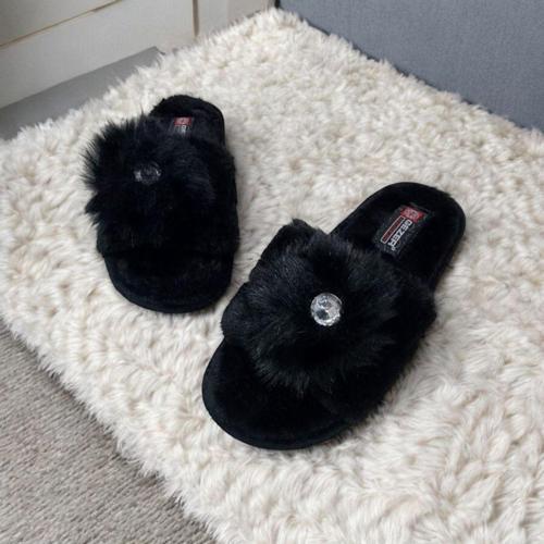 Günlük Yumuşak Taş Detaylı Peluş Ev Terliği