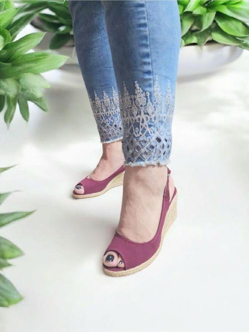 Kadın Dolgu Topuklu Rahat Yazlık Keten Sandalet
