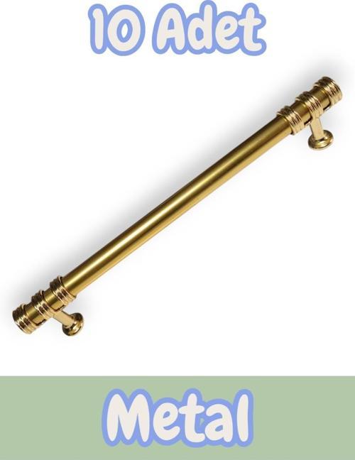 Nesli Alüminyum Metal Lüks Modern Mobilya Çekmece Mutfak Dolabı Kulpu Altın 96mm (10 Adet)