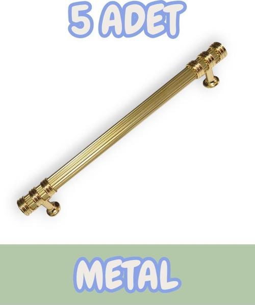 Çizgili Nesli Alüminyum Metal Lüks Modern Mobilya Çekmece Mutfak Dolabı Kulpu Altın 96mm (5 Adet)