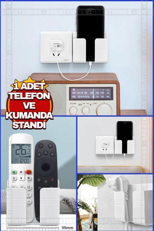 Duvara Monte Telefon Ve Kumanda Standı Kablo Tutucu Priz Askısı Telefon Tutucu Tutacağı