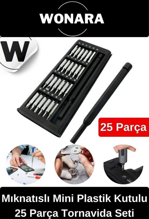 Özel Üretim Laptop Gözlük Saat Telefon Tamir Mıknatıslı Mini Plastik Kutulu 25 Parça Tornavida Seti