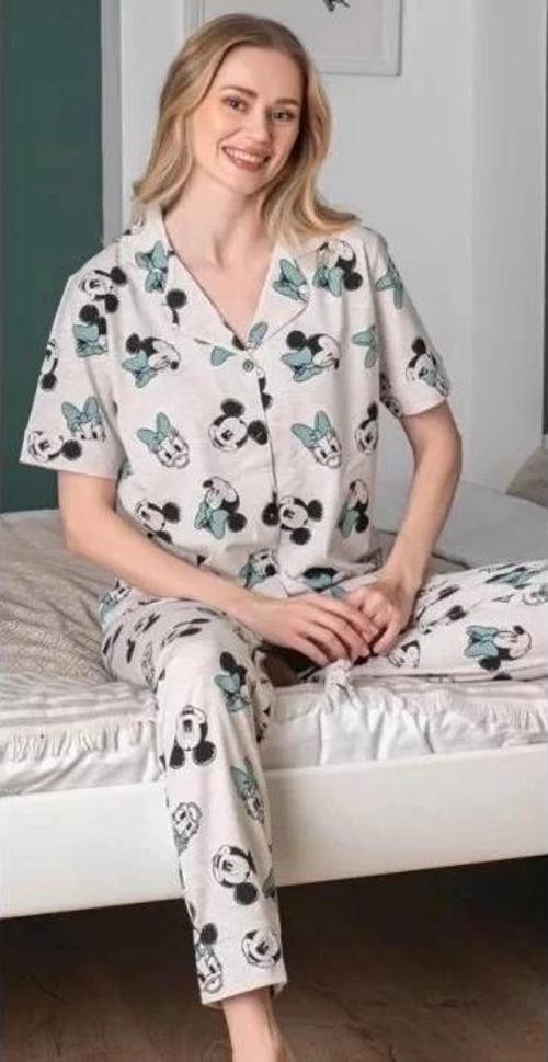 Minnie Mauslu Patlı Kısa Kol Pijama Takımı