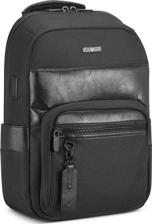 Unisex Evrak Çantası 41226101 Roncato Zaıno Slım 1 Comp. (Pc 14"/Tablet/Usb) Nevada Nero Ballıstıc