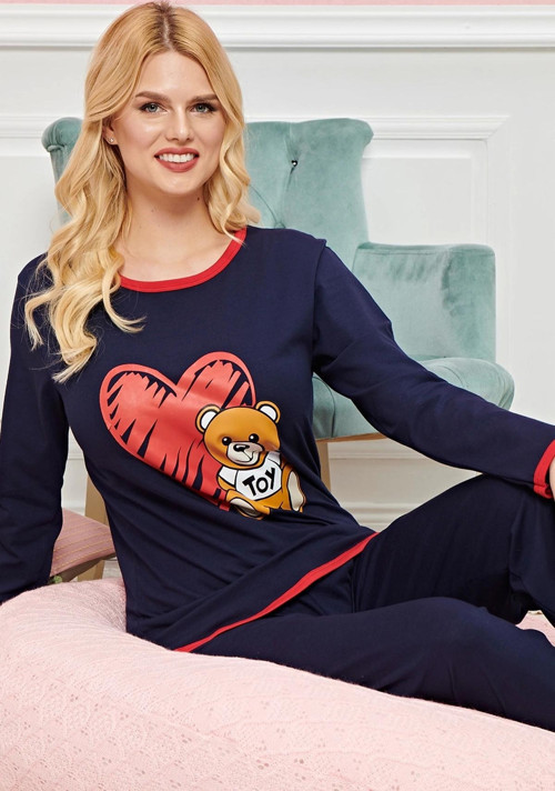 Bayan Uzun Kollu Pijama Takımı Model no 7600