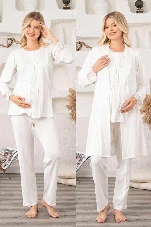 Kadın Lohusa Viskon Klasik 'Lü Pijama Takımı