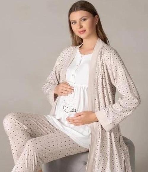 -  Bayan Sabahlıklı Lohusa Pijama Takımı