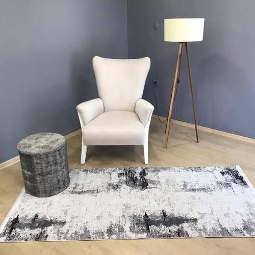 Viscoo 1003 Kaymaz Taban Modern Makine Siyah Beyaz Halı