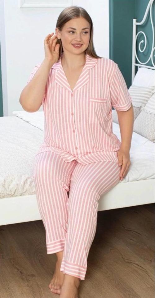 Kadın Çizgili Patlı Pijama Takımı