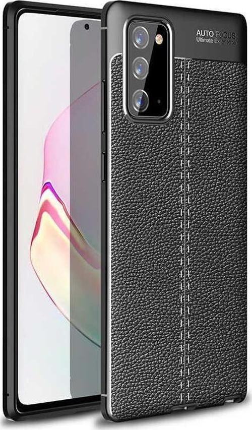 Samsung Galaxy Note 20 Uyumlu Kamera Korumalı Deri Görünümlü Silikon Kılıf