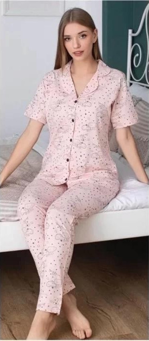 Bulutlu Patlı Kısa Kol Pijama Takımı