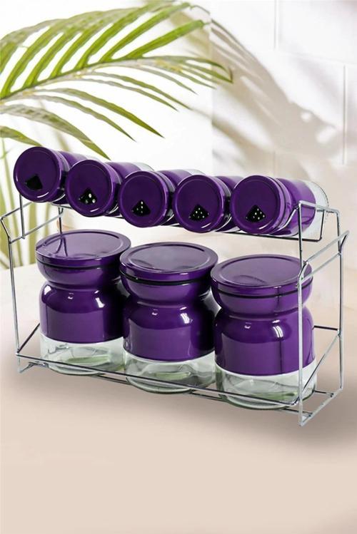 SUN PURPLE 8 Lİ CAM BAHARATLIK  MOR 12290