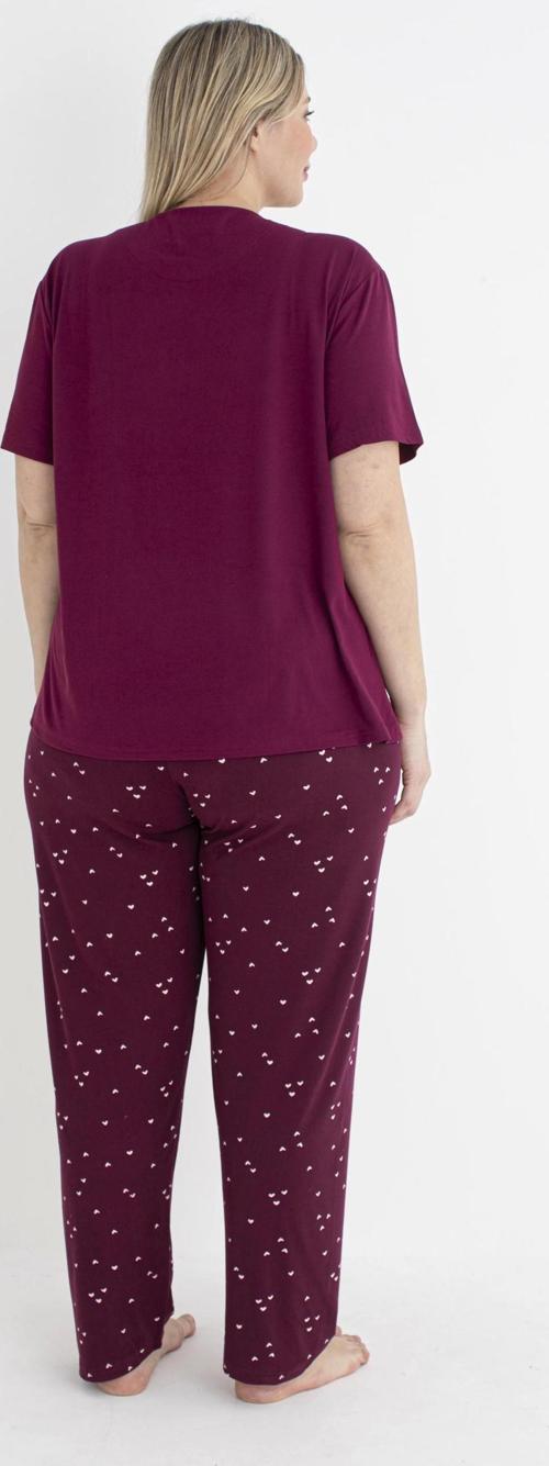 Kadın Battal  Be Kalpli Kısa Kol Pijama Takımı