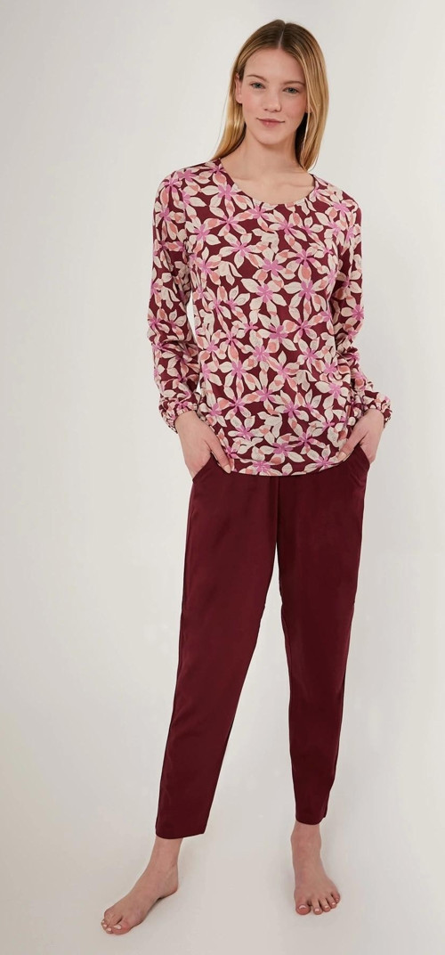Çiçek Desenli Kadın Uzun Kollu Pijama Takımı