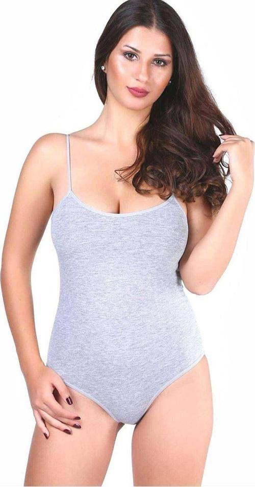 3 adet Tutku Kadın İp Askılı Gri Çıtçıtlı Body 0148