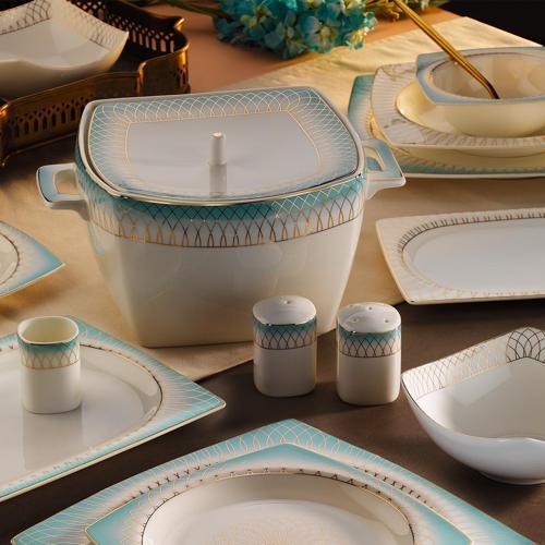 Bone Square Elegant 60 Parça 12 Kişilik Yemek Takımı