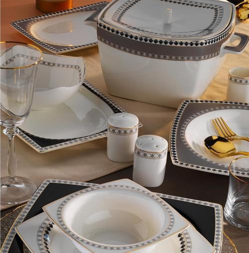 Bone Square Ahenk 60 Parça 12 Kişilik Yemek Takımı