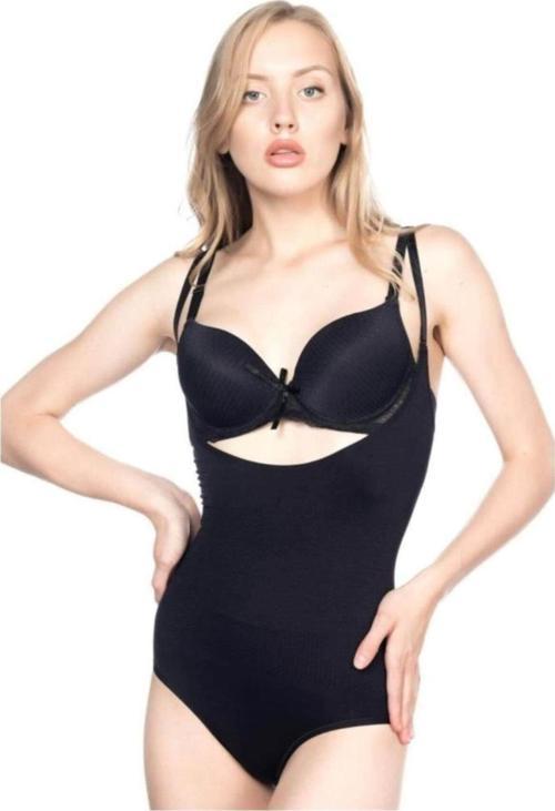 SİYAH   Göğsü Açık Slip Boy Lazer Korse