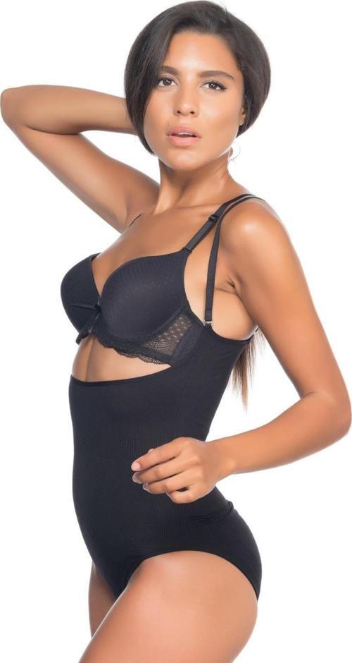 SİYAH   Göğüsü Açık Desenli Body Korse