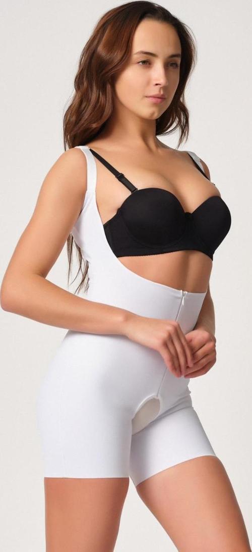 BEYAZ Göğsü Açık Ferumalı Tül Popo Boy Lazer Korse