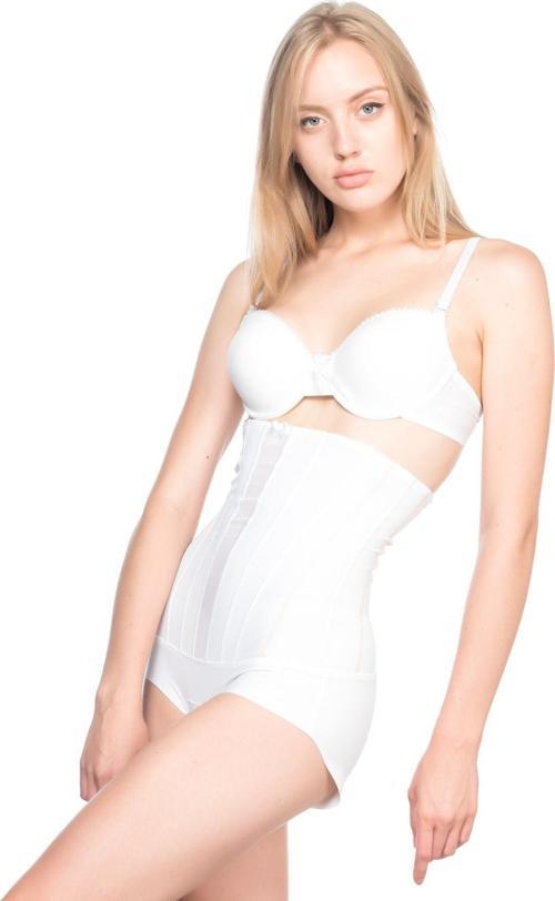 BEYAZ   Yüksek Bel Tül Slip Lazer Korse