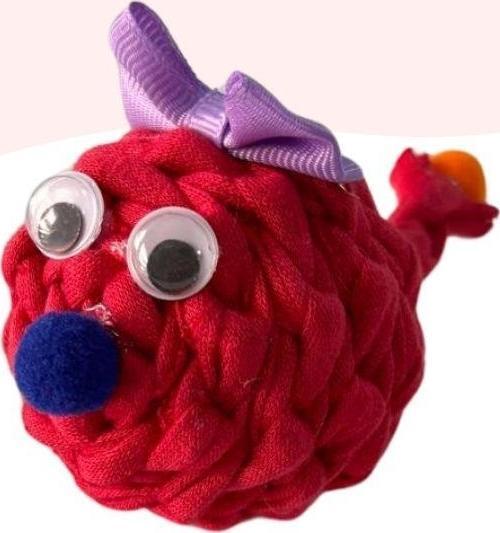 Çıngıraklı Örme Kedi Oyuncağı 9Cm Kırmızı