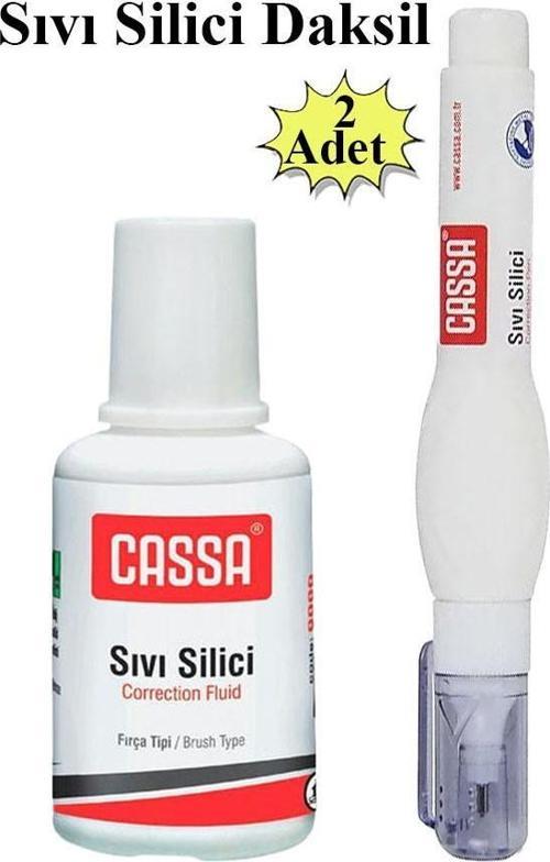 Sıvı Silici Daksil ve Kalem Daksil 2 Adet Cassa Fırçalı Sıvı Düzeltici Daksil Yazı Düzeltici Okul Ofis Büro Fırça Uçlu