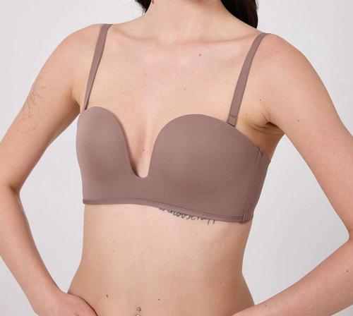 Destekli V Dekolte Lazer Kesim Sütyen