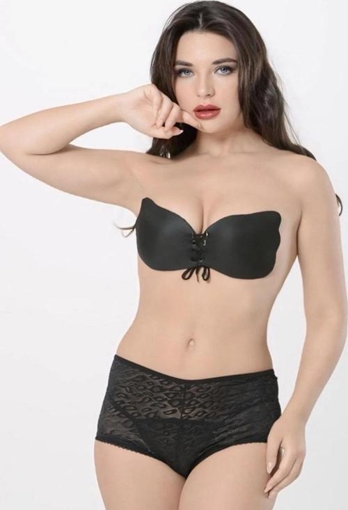 Siyah Yapışkan Kelebek Sütyen-519