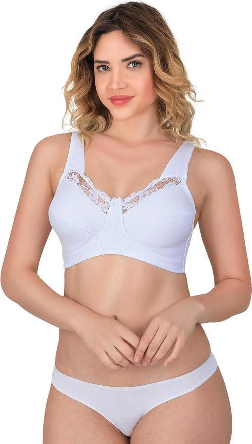 BEYAZ   B Dantelli Toparlayıcı Cotton Sütyen