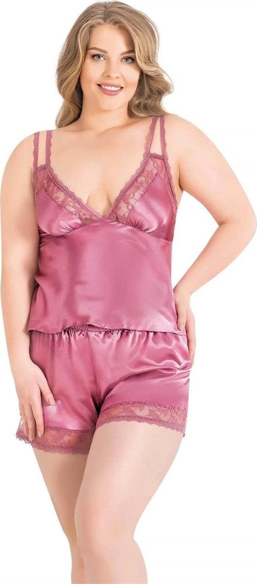Miss Büyük Beden Gül Kurusu Saten Babydoll Şort Takımı