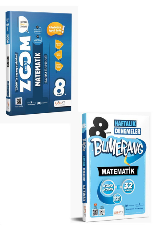 Günay Yayınları 8. Sınıf Zoom Matematik + Bumerang Matematik 32 Haftalık Deneme Seti