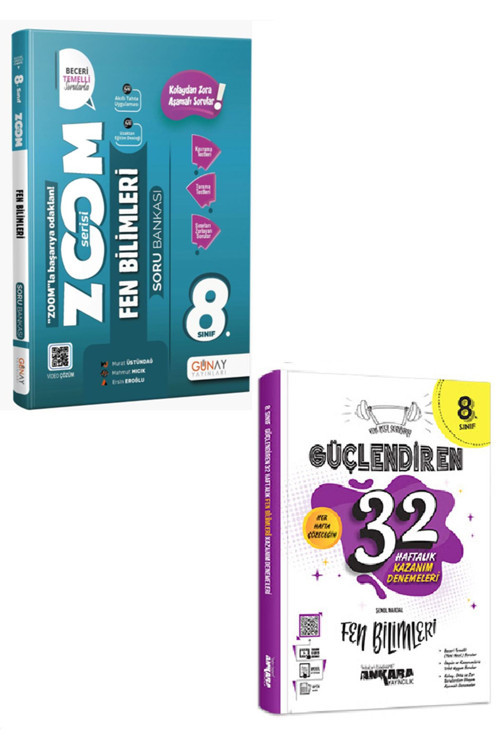 Günay Yayınları 8. Sınıf Zoom Fen + Ankara 8. Sınıf Güçlendiren Fen 32 Haftalık Deneme