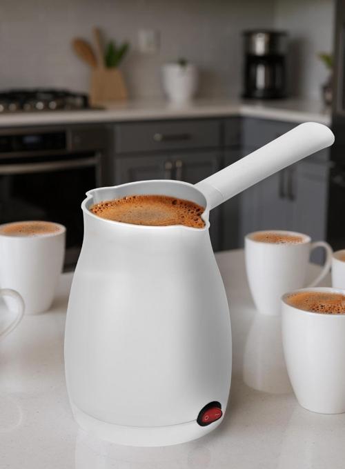 Caffeen Türk Kahvesi Makinesi Elektrikli Cezve Beyaz