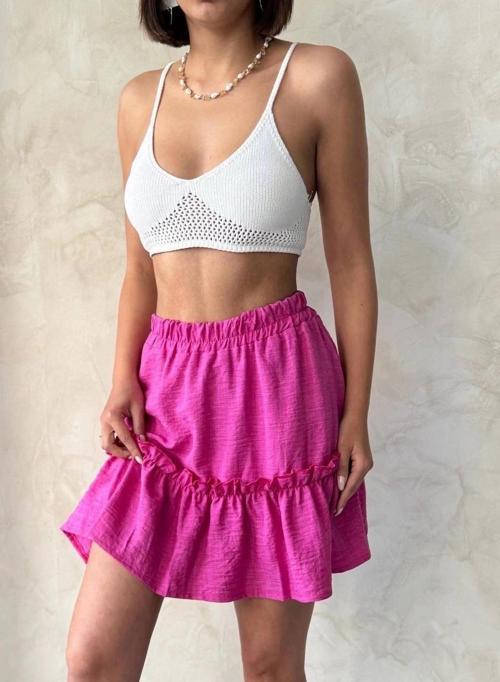 Çingene keten etek fuşya s24808